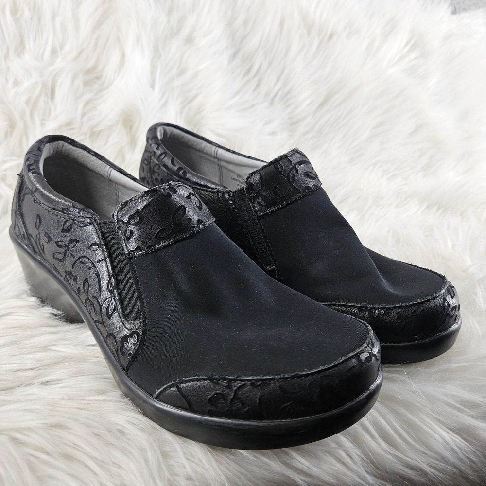 Alegria Eryn Slip On Clog Mule Womens‎ 38 Black Stretch Comfort